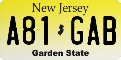 NJ license plate A81GAB
