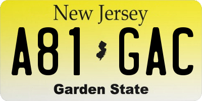 NJ license plate A81GAC