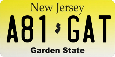 NJ license plate A81GAT