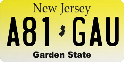 NJ license plate A81GAU