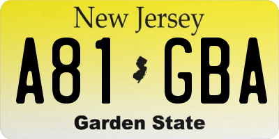 NJ license plate A81GBA