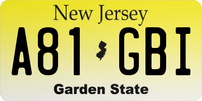NJ license plate A81GBI