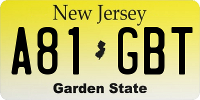 NJ license plate A81GBT