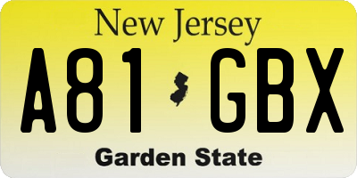NJ license plate A81GBX