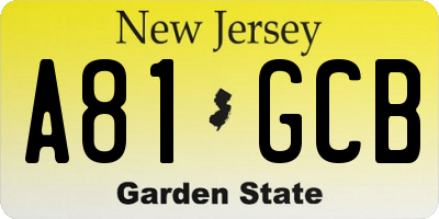 NJ license plate A81GCB