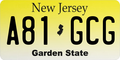 NJ license plate A81GCG