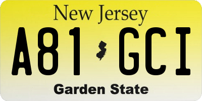 NJ license plate A81GCI