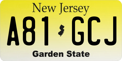 NJ license plate A81GCJ