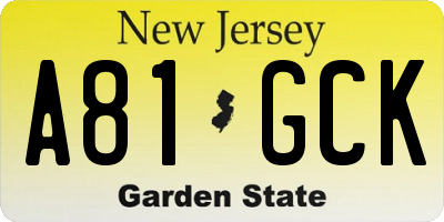 NJ license plate A81GCK