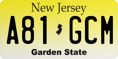 NJ license plate A81GCM