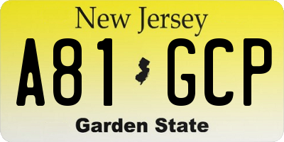 NJ license plate A81GCP