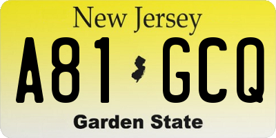 NJ license plate A81GCQ