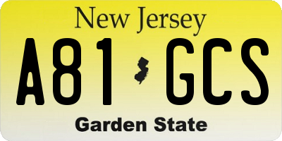 NJ license plate A81GCS