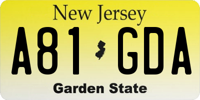 NJ license plate A81GDA