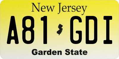 NJ license plate A81GDI