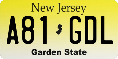 NJ license plate A81GDL