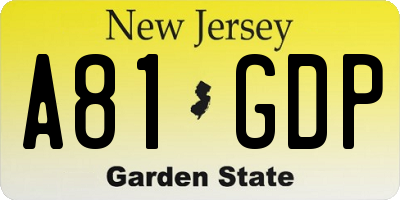 NJ license plate A81GDP