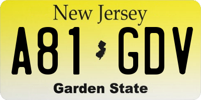 NJ license plate A81GDV