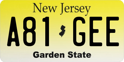 NJ license plate A81GEE