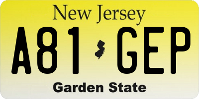 NJ license plate A81GEP