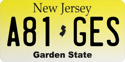 NJ license plate A81GES