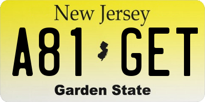 NJ license plate A81GET