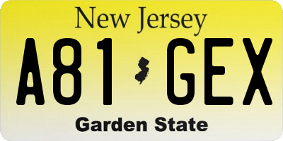 NJ license plate A81GEX