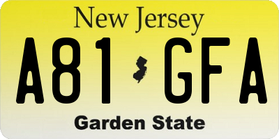 NJ license plate A81GFA