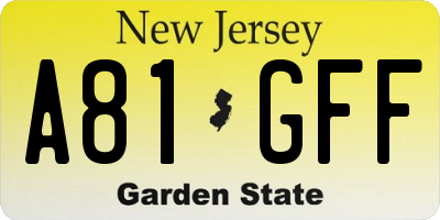 NJ license plate A81GFF