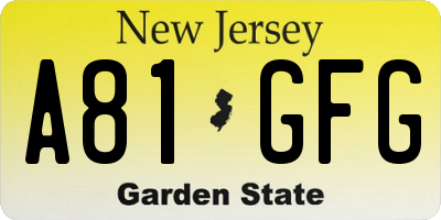 NJ license plate A81GFG