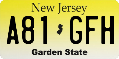 NJ license plate A81GFH