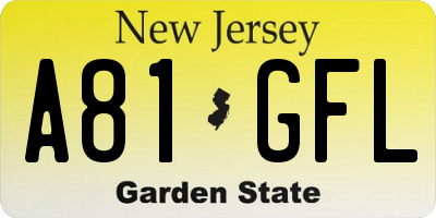 NJ license plate A81GFL