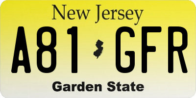 NJ license plate A81GFR
