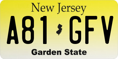 NJ license plate A81GFV