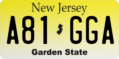 NJ license plate A81GGA