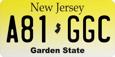 NJ license plate A81GGC
