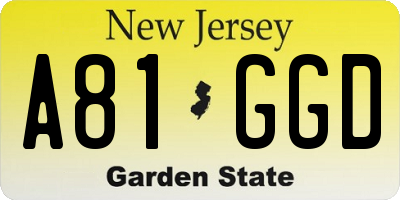NJ license plate A81GGD