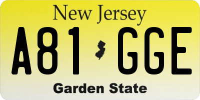 NJ license plate A81GGE