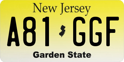 NJ license plate A81GGF