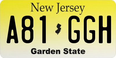 NJ license plate A81GGH