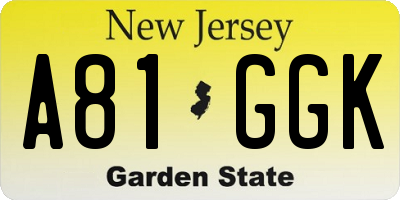 NJ license plate A81GGK