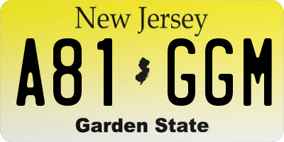 NJ license plate A81GGM