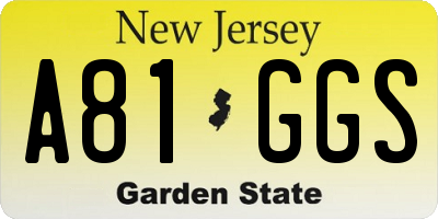 NJ license plate A81GGS