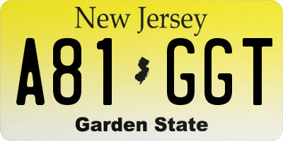 NJ license plate A81GGT