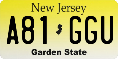 NJ license plate A81GGU