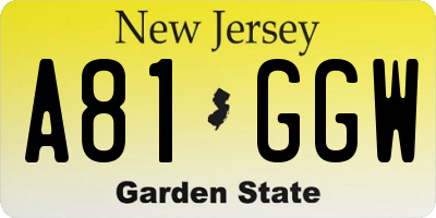 NJ license plate A81GGW