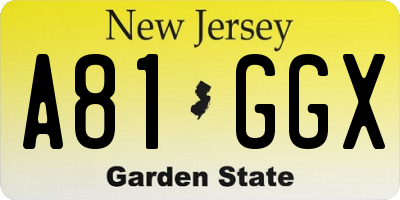 NJ license plate A81GGX