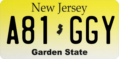 NJ license plate A81GGY