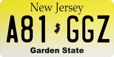 NJ license plate A81GGZ