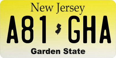NJ license plate A81GHA
